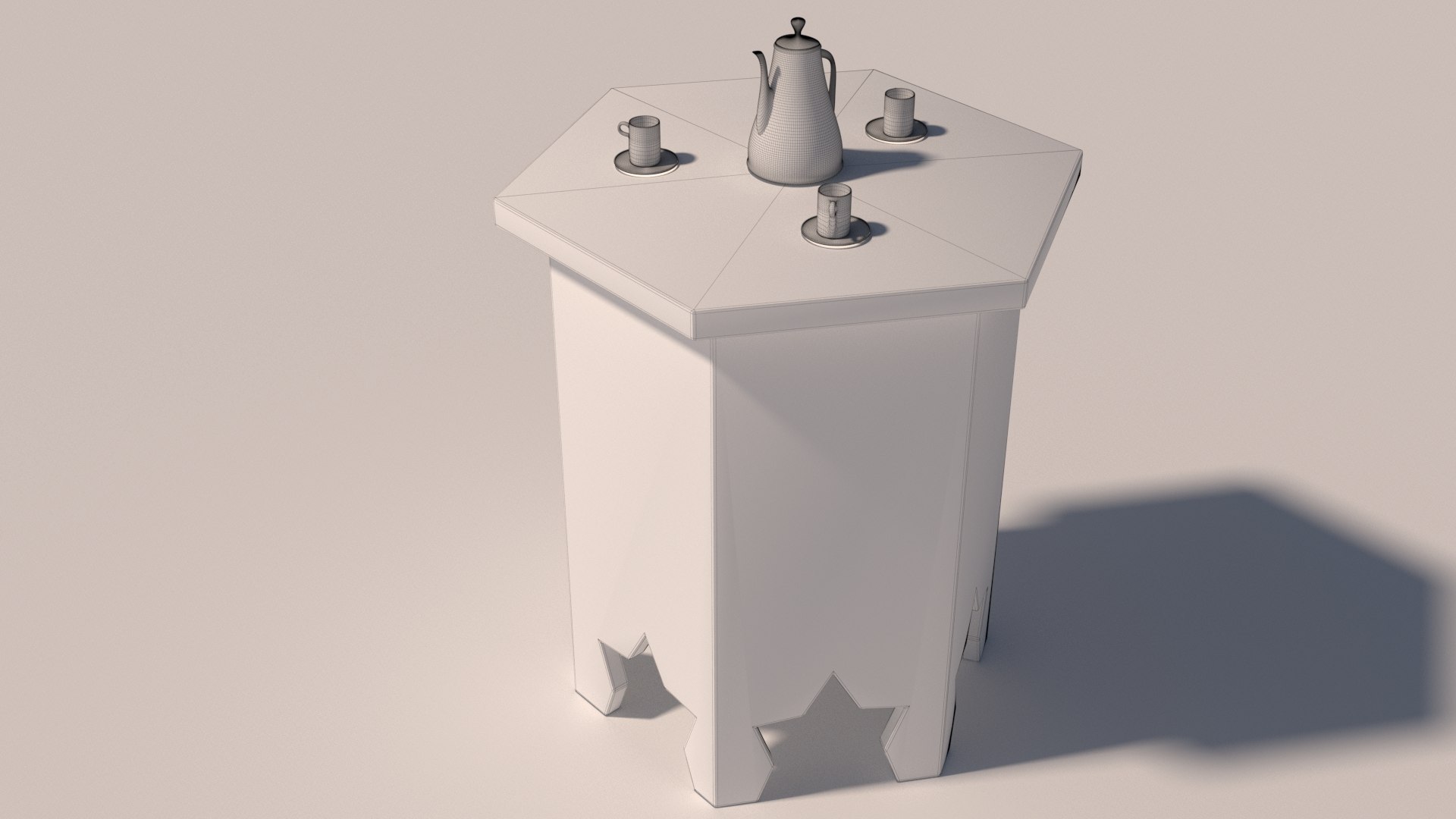 Arabic table with jug and cups of tea 3D model - TurboSquid 2098398