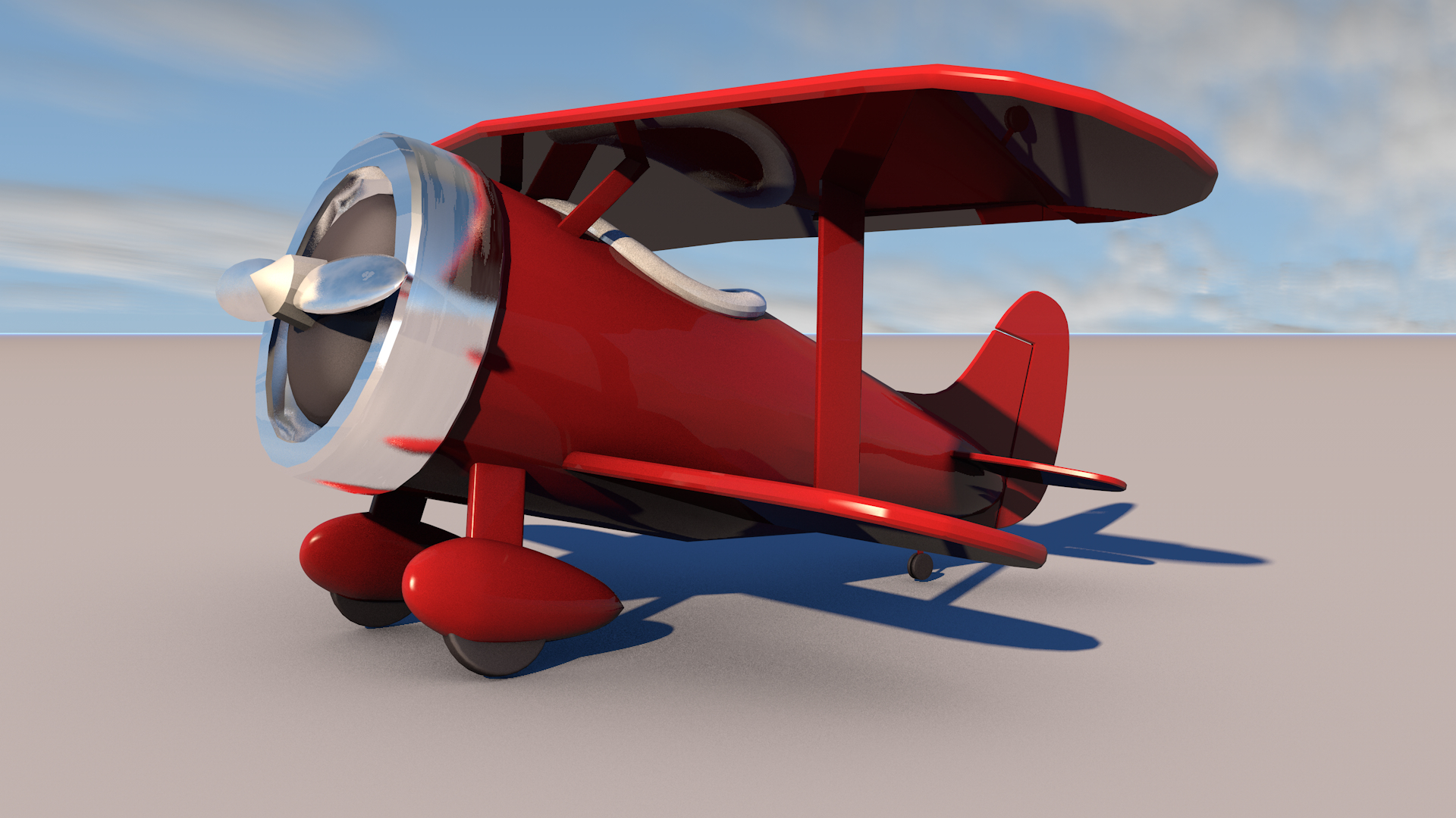 tiny cartoon biplane model 3d model