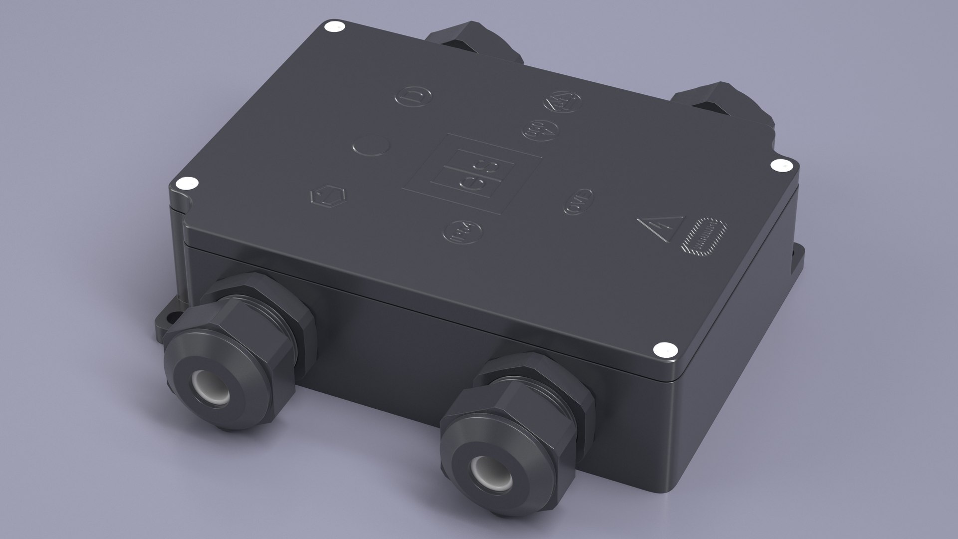 3D Black Closed Junction Box for 4 Wires https://p.turbosquid.com/ts-thumb/SW/IKra1R/zw/blackclosedjunctionboxfor4wiresmb3dmodel002/jpg/1654615102/1920x1080/fit_q87/ad86abf828dedba0bbff1c524df38b0457f61e06/blackclosedjunctionboxfor4wiresmb3dmodel002.jpg