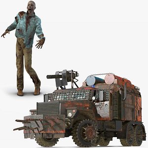 Zombie with Apocalyptic Truck Rigged Collection for Cinema 4D