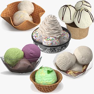3D Ice Cream Balls in Cardboard Cup Collection 3 model