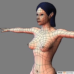 sexy elfin female character 3d model