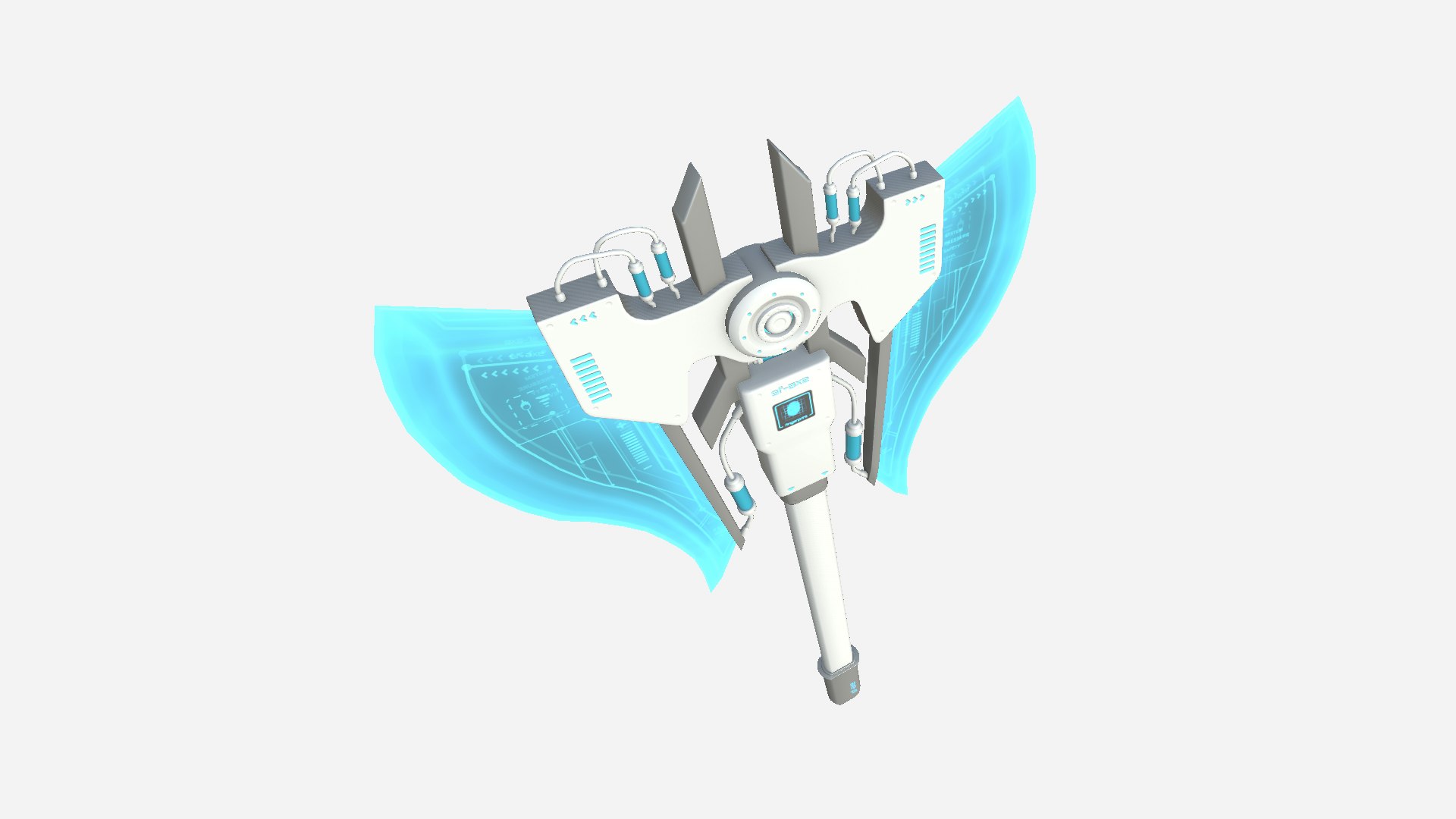 3D SciFi War Axe B02 White Blue - Sci Fi Weapon Design - TurboSquid 1979383
