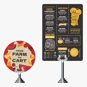 3D Menu number sign display stand set