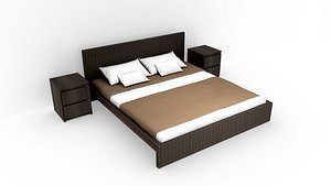 nice queen size bed 3D model