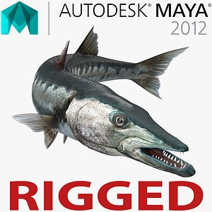 Barracuda Fish Rigged for Maya