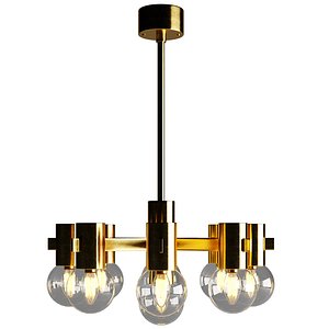 1st DIBS Brass and Glass Light Fixtures in the Style of Jakobsson 1960s
