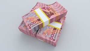 West African States Benin 1000 Francs 2022 Banknote 3D Model 3D model