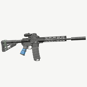 AR-15 Rifle with Upgrades Game Ready