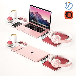 3D macbook workplace book model
