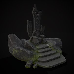 3D Ancient Medieval Stone Throne