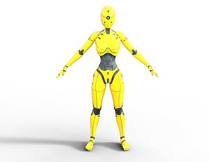3D Sci-Fi Female Robot Rigged PBR Model model
