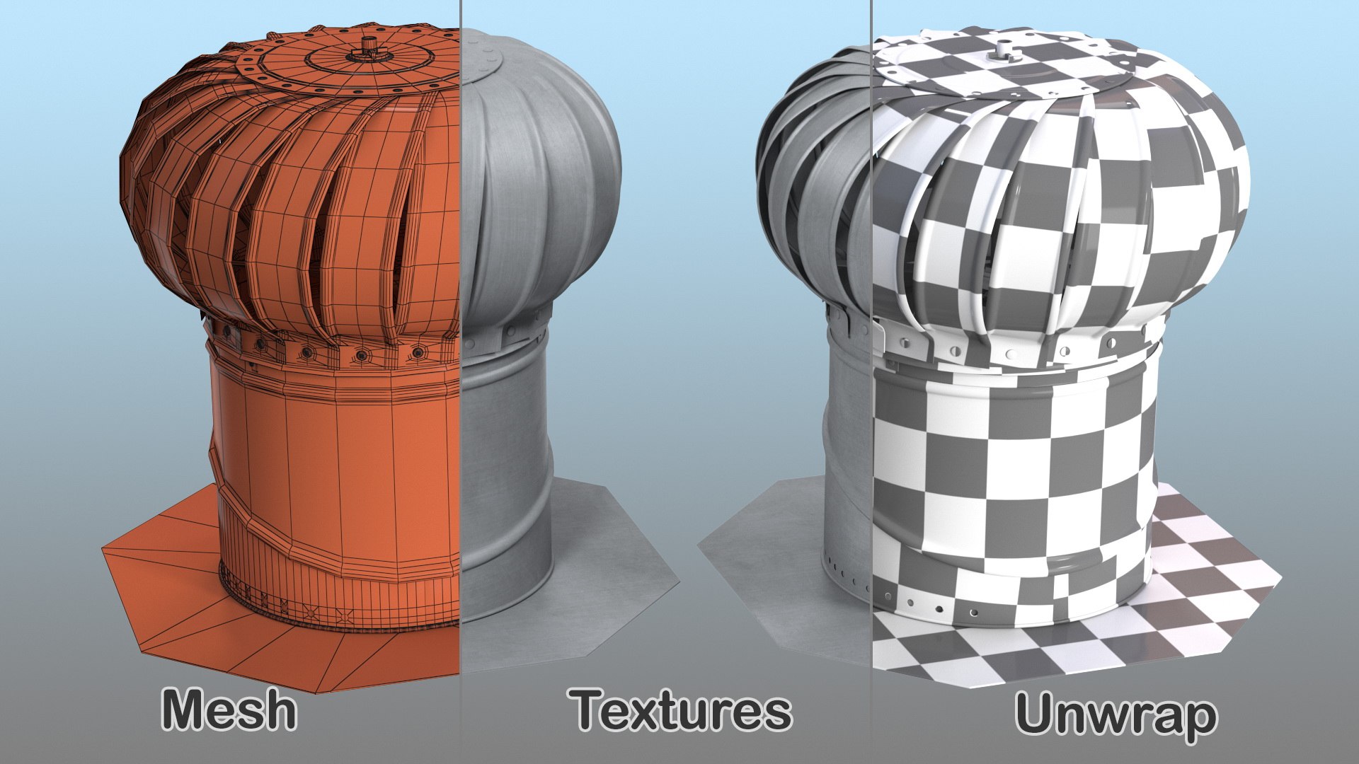 3D roof turbine vent model https://p.turbosquid.com/ts-thumb/SX/DsRYJN/BwyesjZR/roofturbineventmb3dmodel011/jpg/1581560816/1920x1080/fit_q87/3c357c99cba2389421dd949ce78cdda8aefa9118/roofturbineventmb3dmodel011.jpg