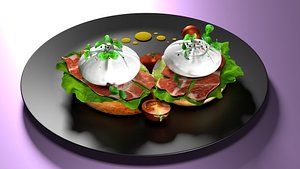 poached eggs 3D