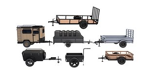 3D cargo Trailer and Utility Trailer collection model