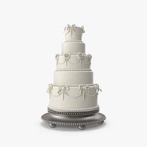 White Traditional Wedding Cake 3D model