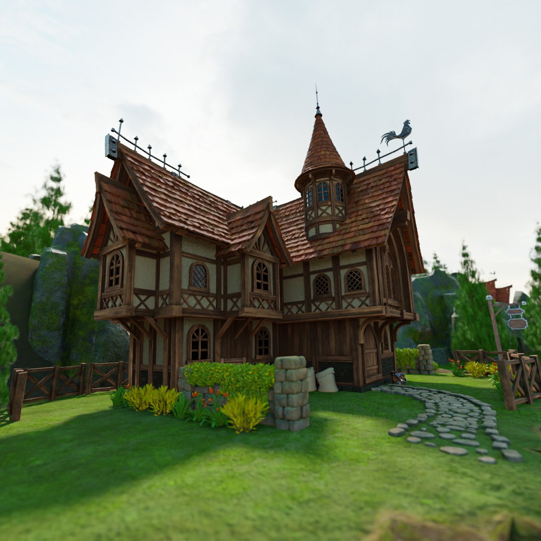STYLIZED MEDIEVAL BUILDING ENVIRONMENT SCENE WITH ALL THE ASSET 3D ...