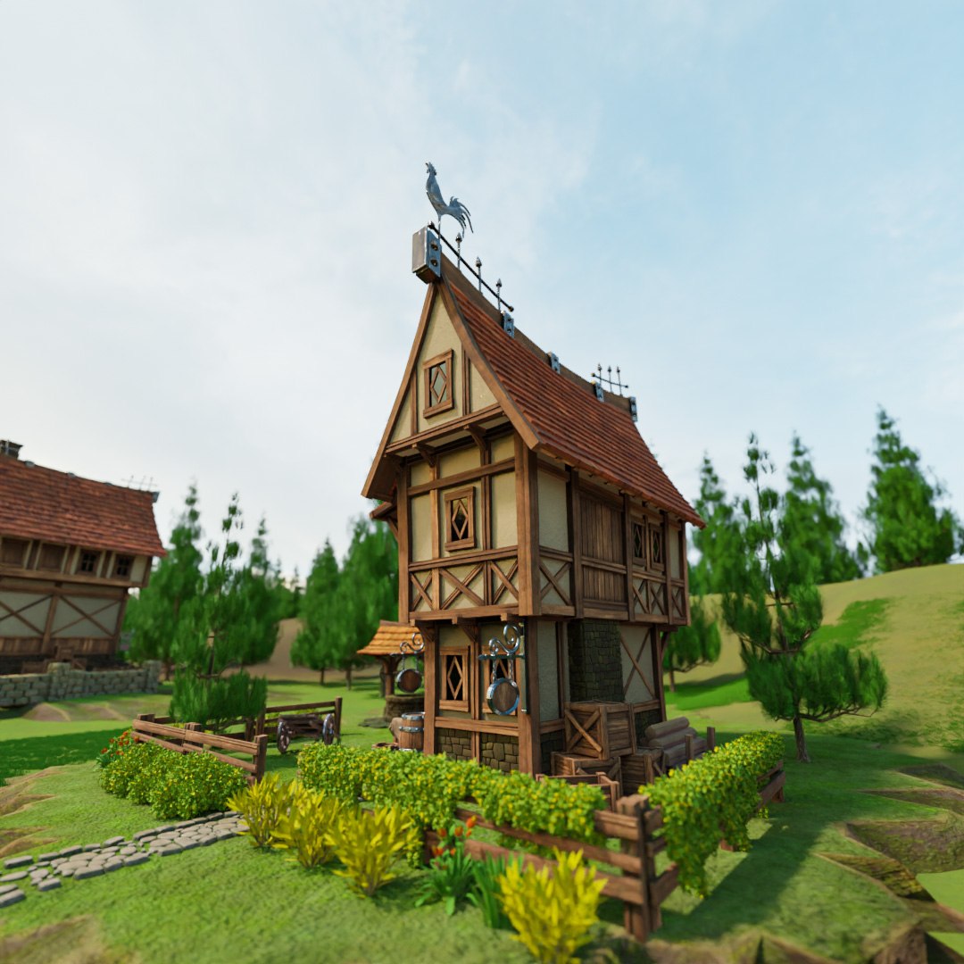 STYLIZED MEDIEVAL BUILDING ENVIRONMENT SCENE WITH ALL THE ASSET 3D ...
