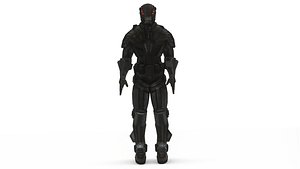 Aegis Warframe Futuristic Humanoid Robot Rigged Low-poly 3D model