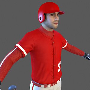 baseball player bat ball 3D model
