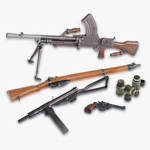 British WWII Weapons Pack - Midpoly Game and VFX-Ready