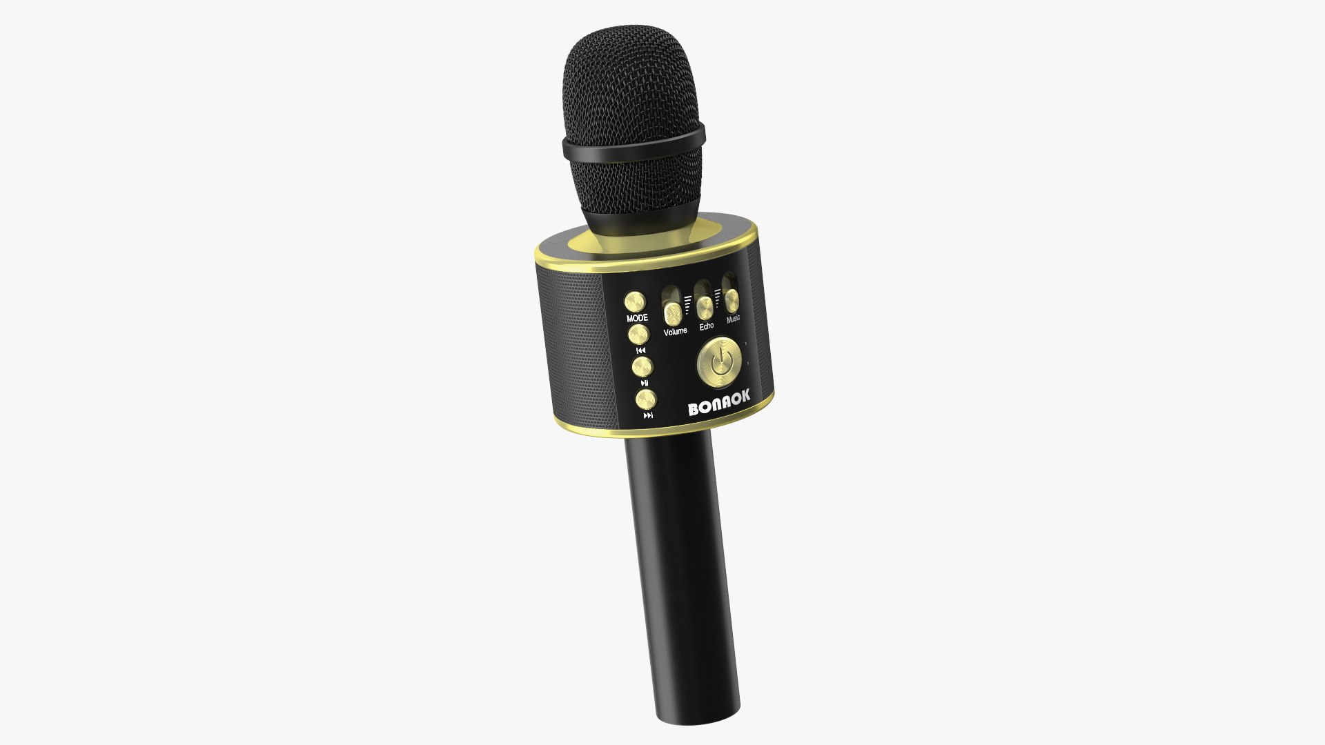 Bluetooth Karaoke Bonaok Microphone Black and Gold 3D model preview