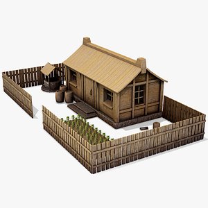 3D model old wooden house