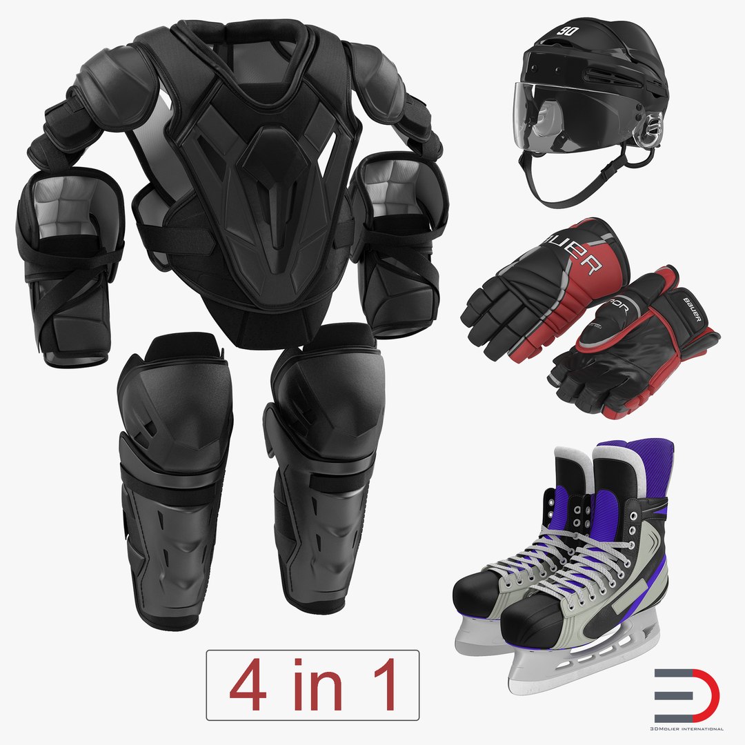 Hockey Protective Gear Kit 4 3D Model 3D model preview
