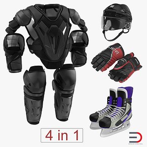 Hockey Protective Gear Kit 4 3D Model