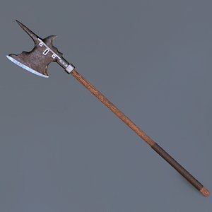 Medieval Halberd With Jewels 3D model