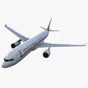 Jet Airliner Airbus A330-300 Emirates Rigged 3D Model