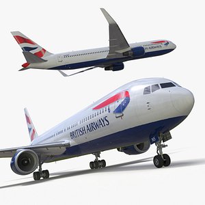 3D British Airways Boeing 767-300 Rigged