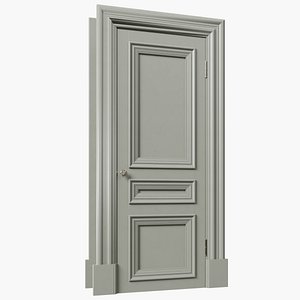 3D Classic wooden green door model