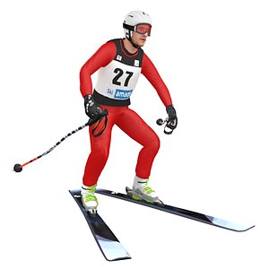 3D rigged skier ski