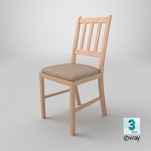 Wooden Dining Chair 3D Model - Realistic Furniture Asset for Interior Design Games and Visualizatio