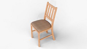 Wooden Dining Chair 3D Model - Realistic Furniture Asset for Interior Design  Games and Visualizatio