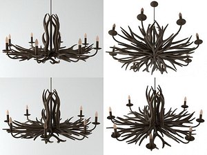 3D model deer horn chandelier n
