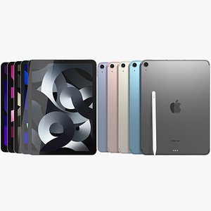 3D Apple iPad Air 2022 5th gen WiFi and Cellular with Pencil All Colors