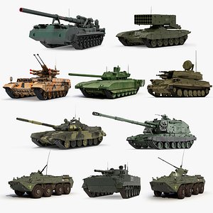 Russian Tanks Rigged Collection 4 3D model