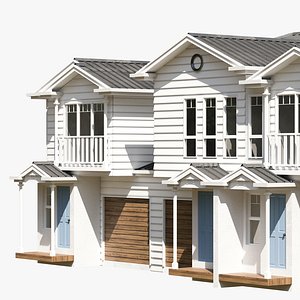 3D White Triple TownHouse