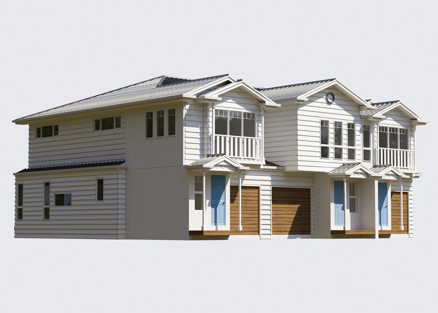 3D White Triple TownHouse - TurboSquid 2192478
