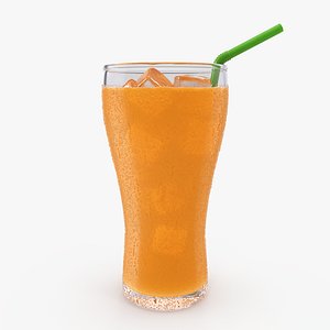 Orange Soda Glass with Droplets