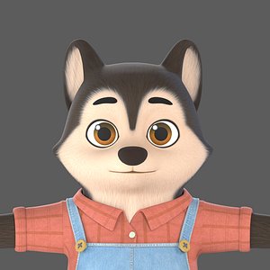 3D model cartoon Siberian Husky