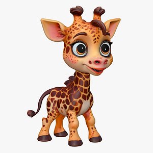High-Quality Realistic Cute Cartoon Giraffe