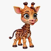 High-Quality Realistic Cute Cartoon Giraffe