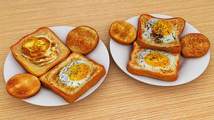 Egg in the Basket Bread 3D model