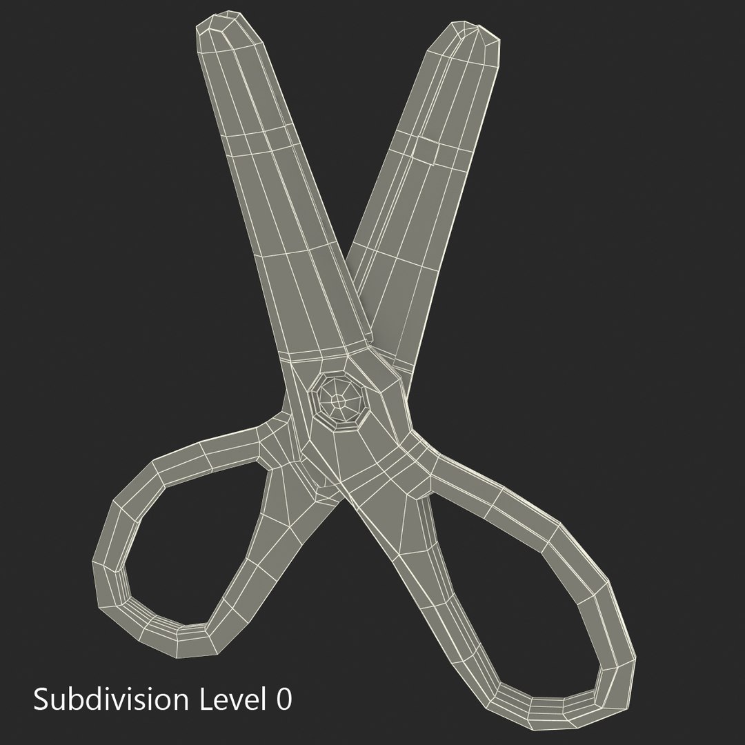 3d Scissors 3 Yellow Model