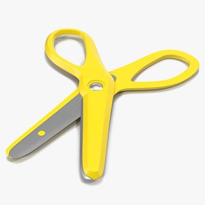 3d scissors 3 yellow model