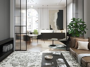 Modern Classic Interior Scene for Cinema 4D and Octane Render
