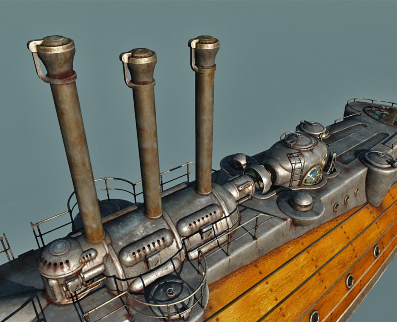 Steampunk Steam Submarine 3d Model